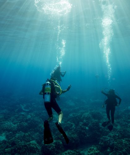 Dive Buddies making sign underwater